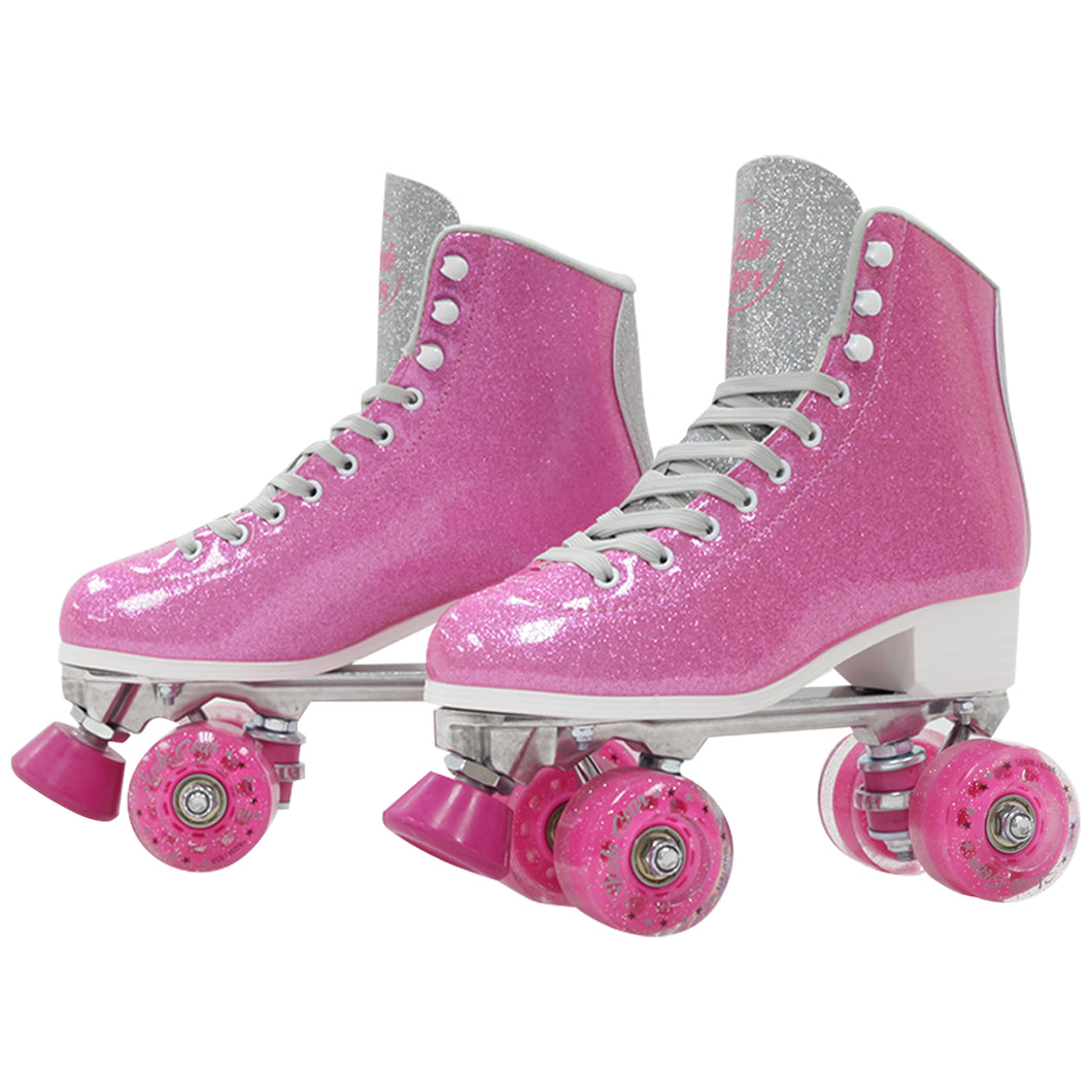 SKATE GEAR Outdoor 83A Wheels Quad Roller Skate - Glitter Pink