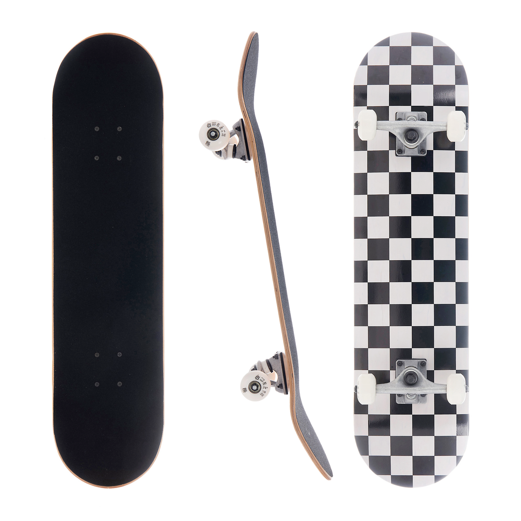 AWAKEN 8.0 Inch Complete Skateboard White Checker