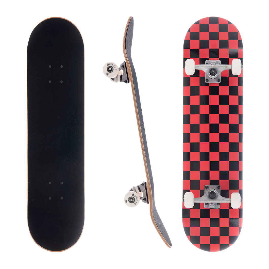 AWAKEN 8.0 Inch Complete Skateboard Red Checker