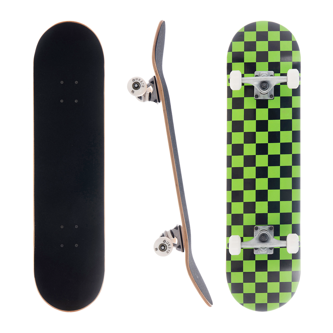 AWAKEN 8.0 Inch Complete Skateboard Green Checker