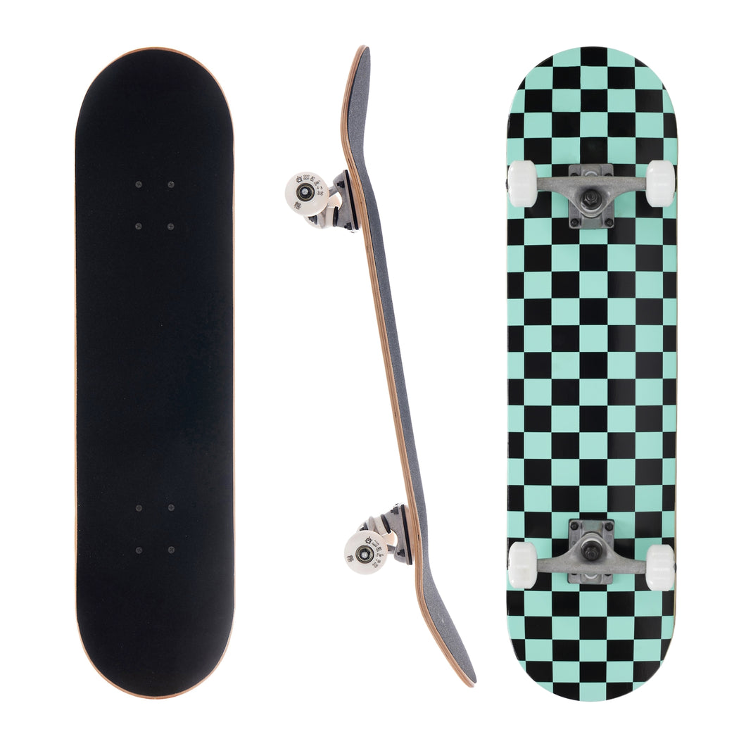 AWAKEN 8.0 Inch Complete Skateboard Mint Checker