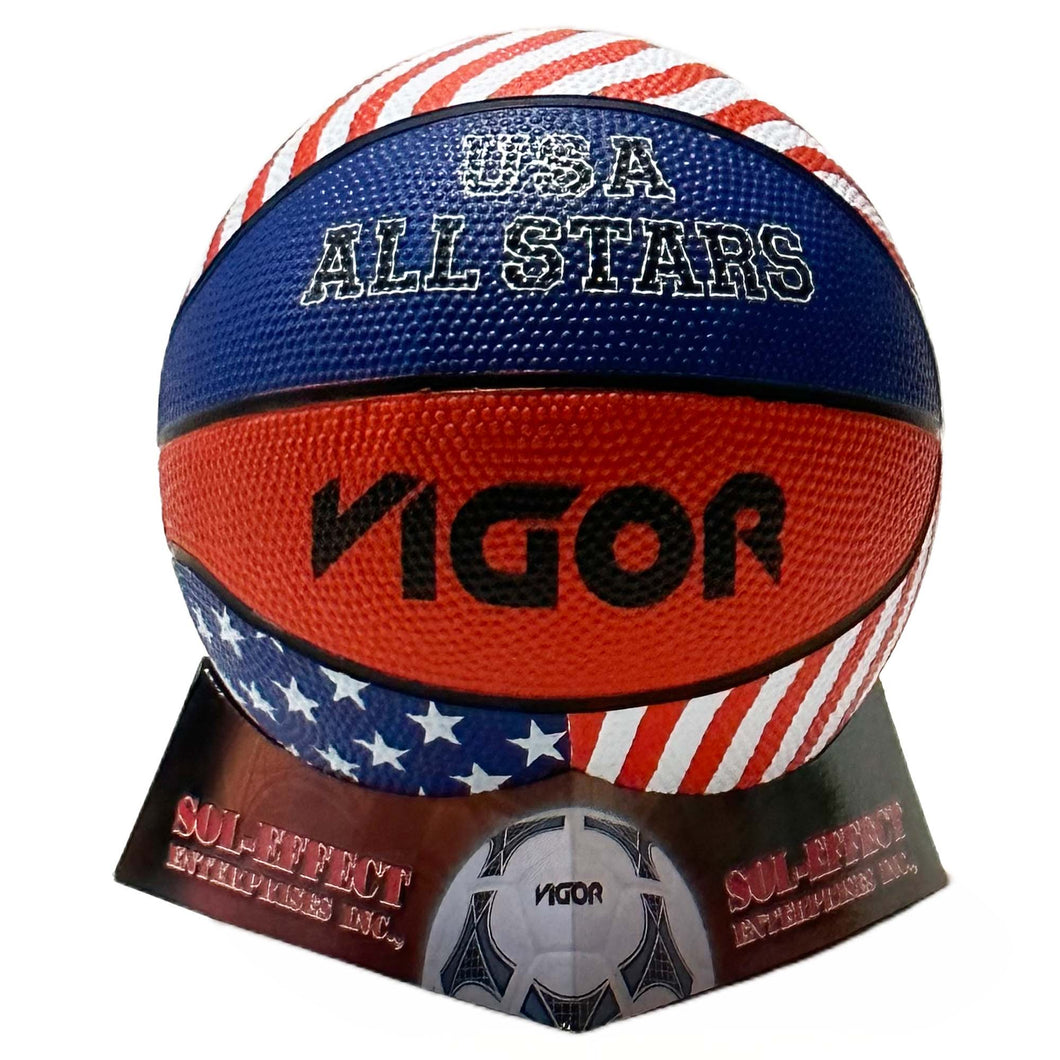 VIGOR Size 3 Red/White/Blue Rubber Basketball 