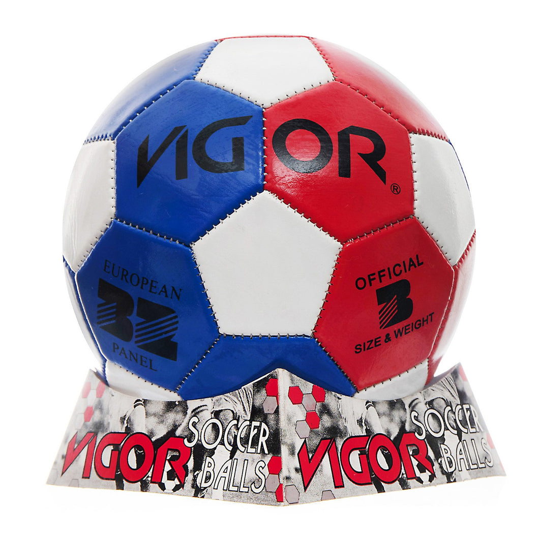 VIGOR Size 3 Soccer Ball | Red Blue White
