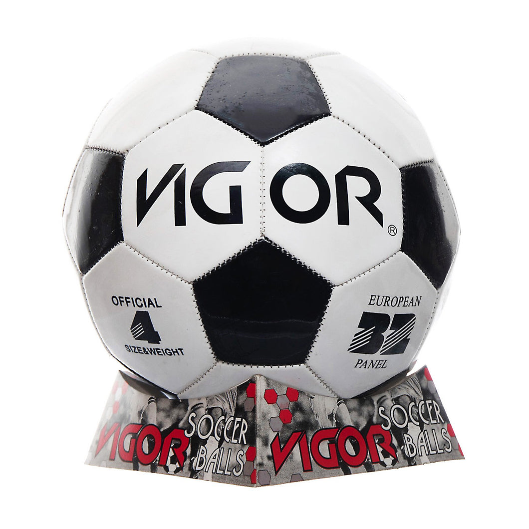 VIGOR Size 4 Soccer Ball | Basic Black White | Light Weight
