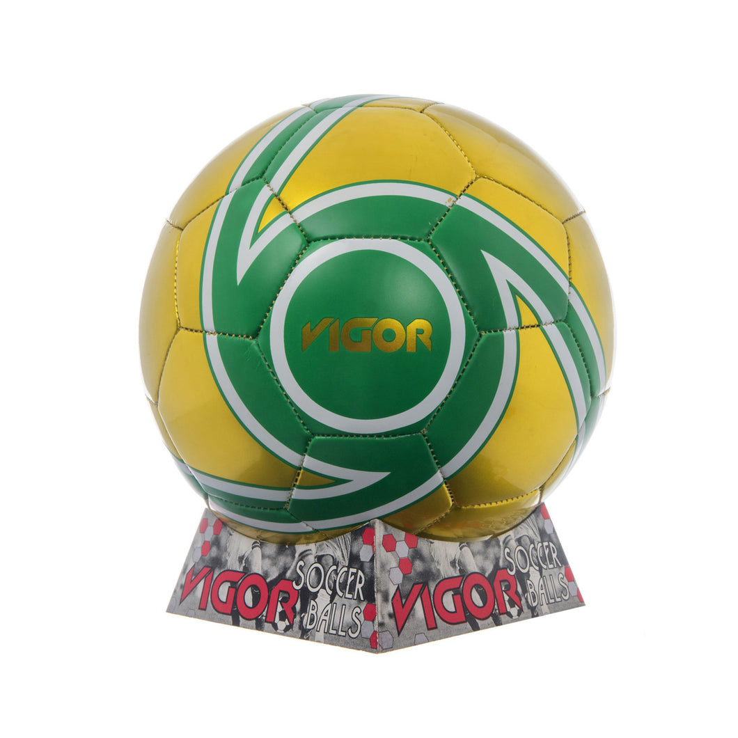 VIGOR Size 5 Soccer Ball | Spiral Gold Green