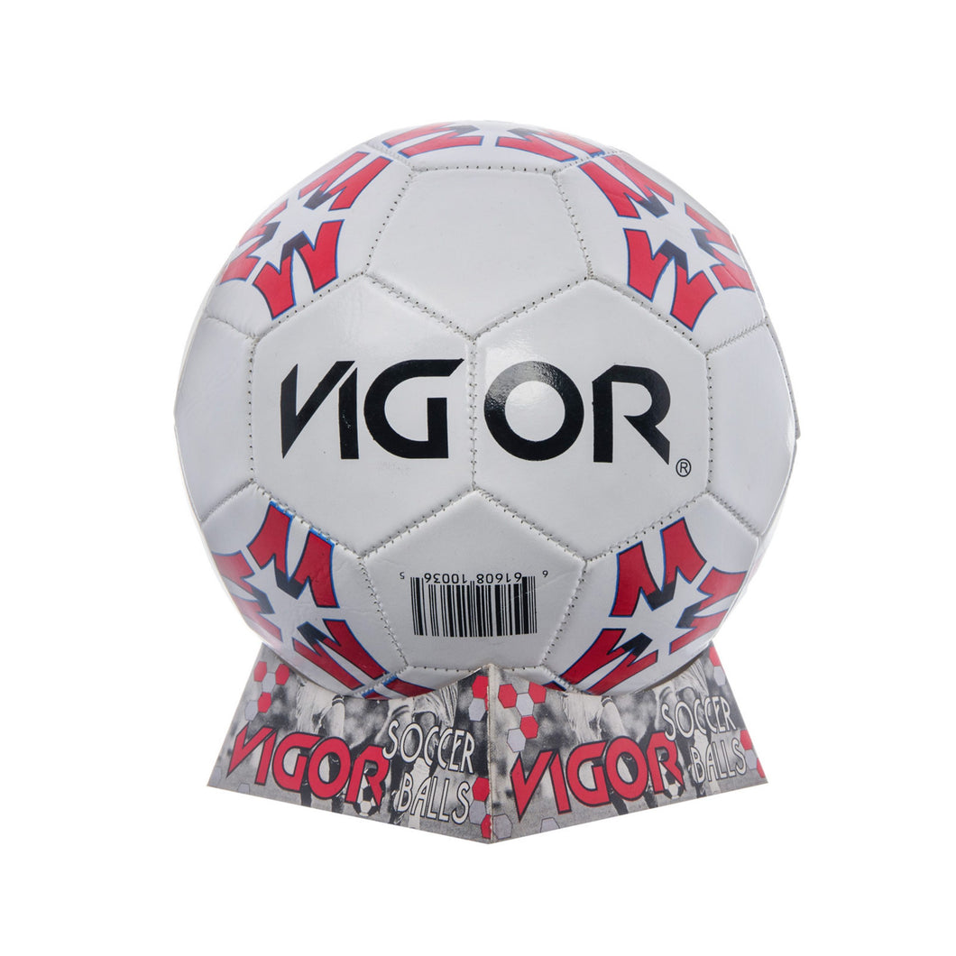 VIGOR Size 5 Soccer Ball | Graphic Red White