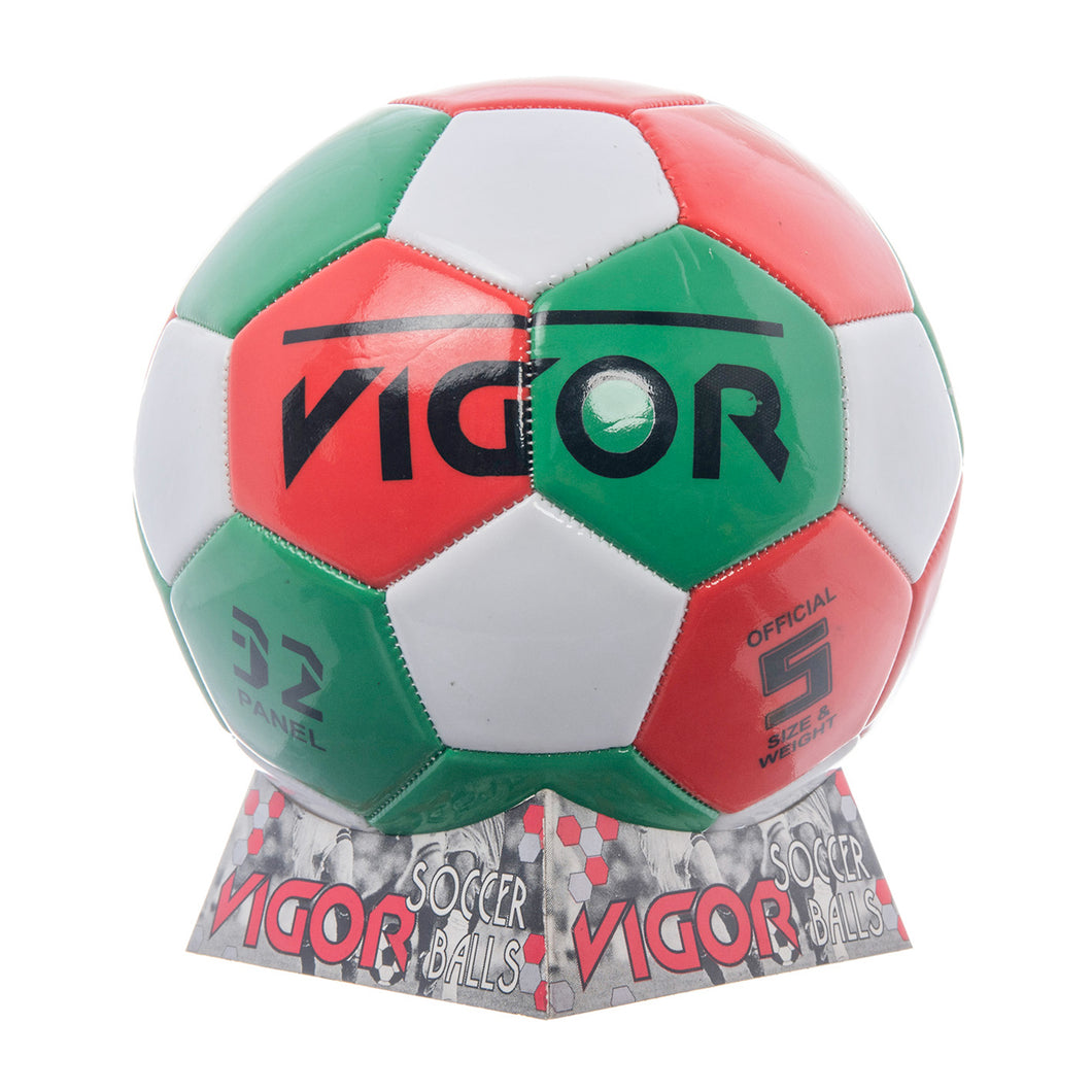 VIGOR Size 5 Soccer Ball | Red Green White