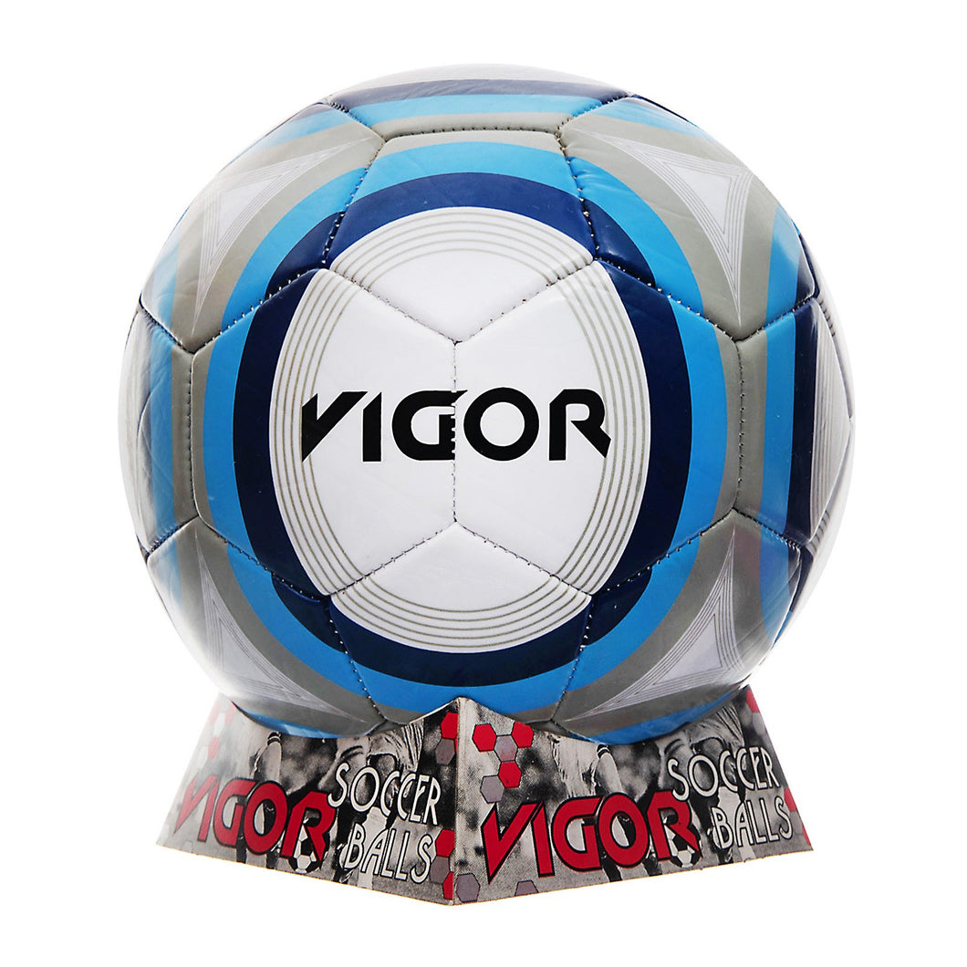 VIGOR Size 5 Soccer Ball | White Blue Grey