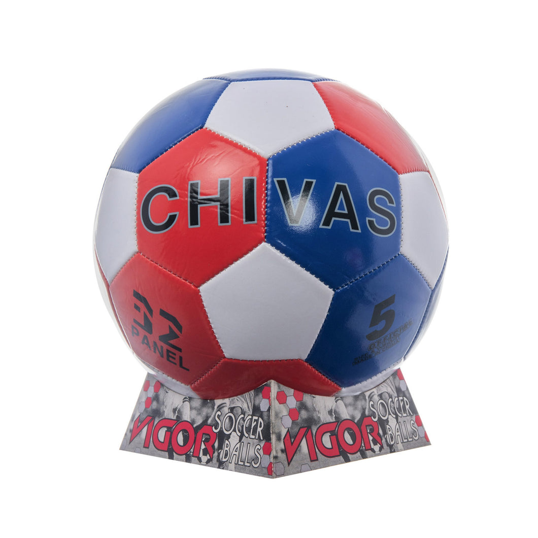 VIGOR Size 5 Soccer Ball | Red Blue White