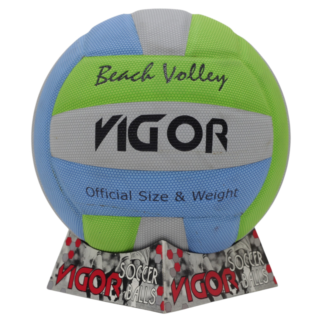 VIGOR Size 5 Beach Volleyball Green Grey Blue