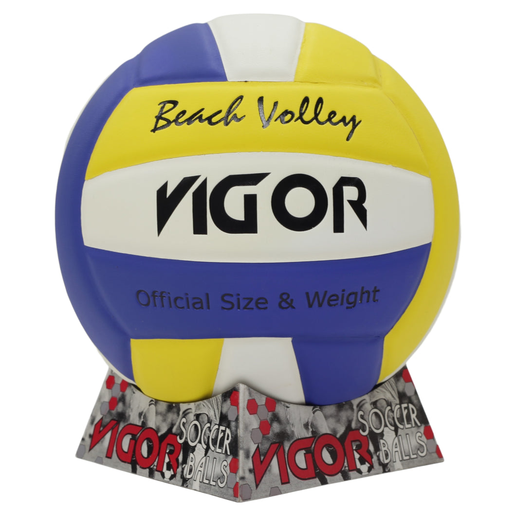 VIGOR Size 5 Beach Volleyball White Yellow Blue