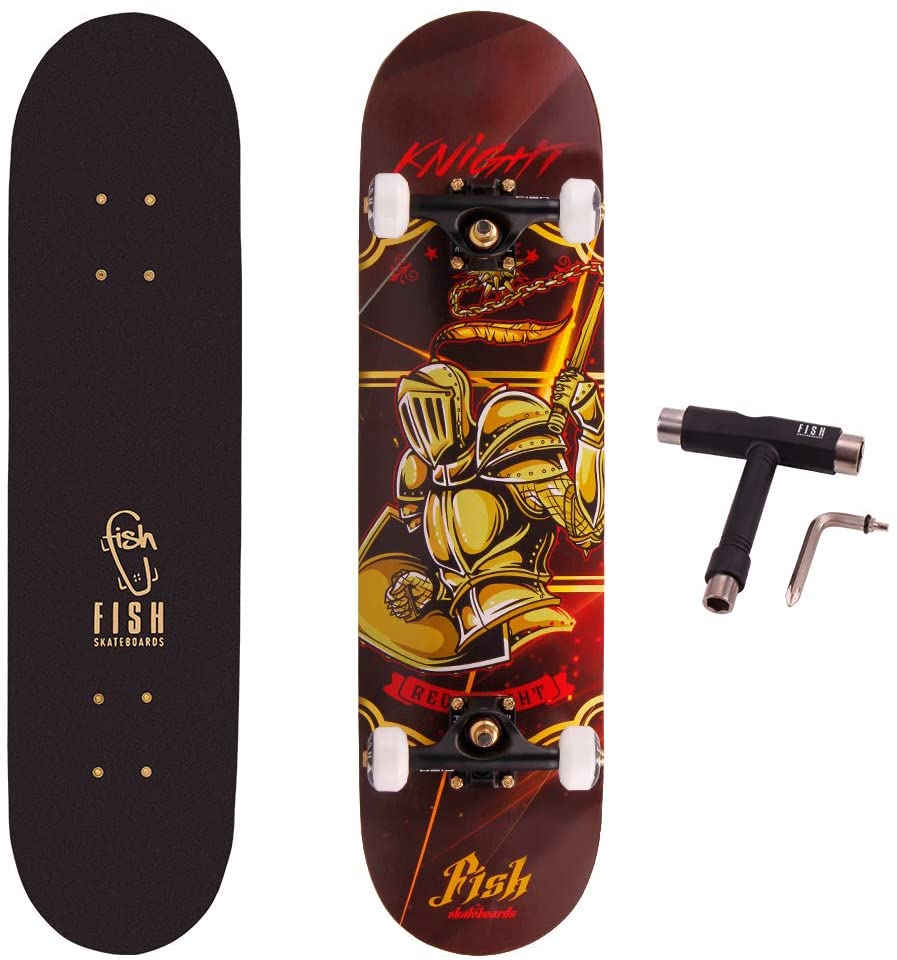 FISH SKATEBOARDS 8.0 Inch Complete Skateboard Knight