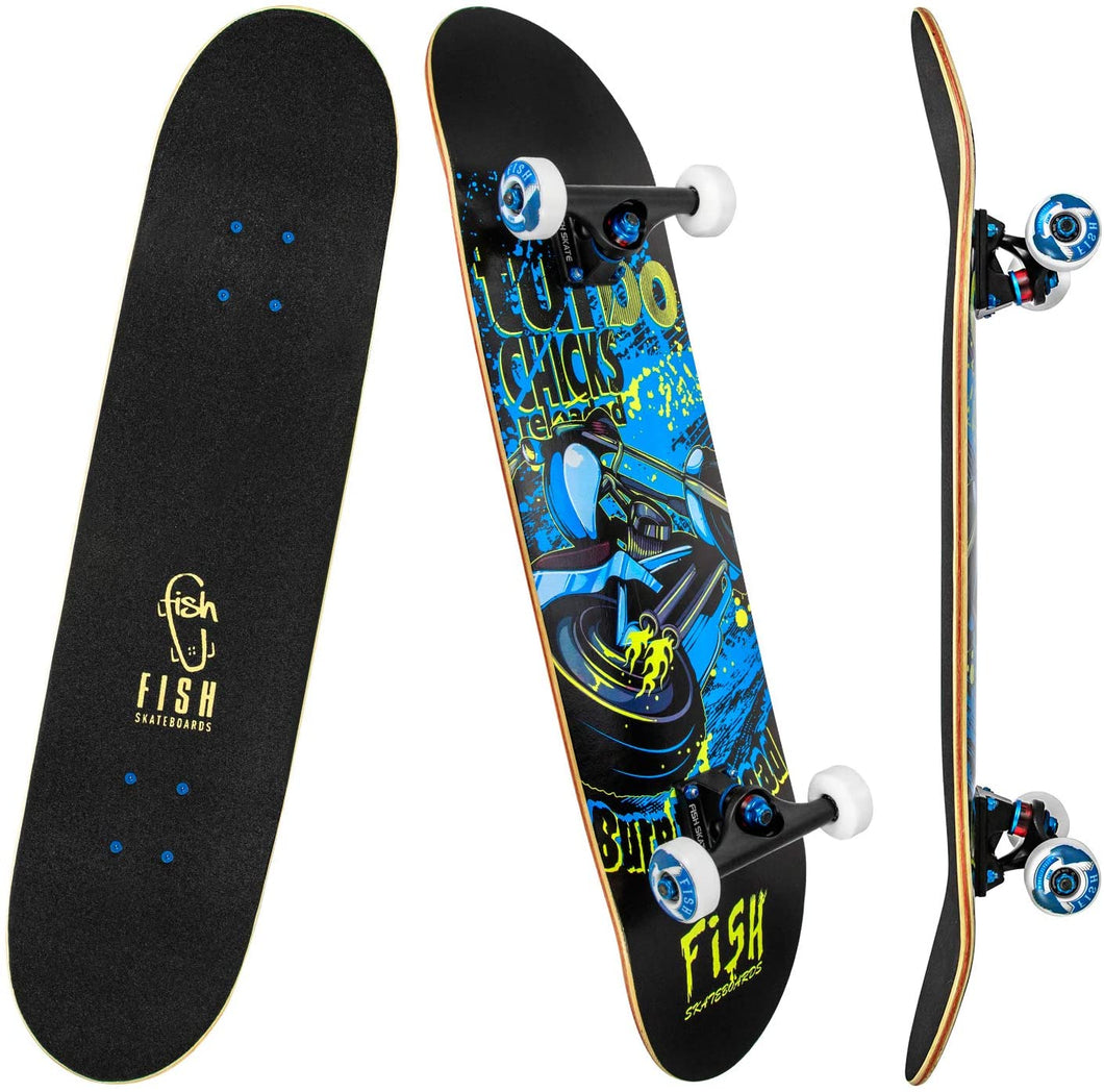 FISH SKATEBOARDS 8.0 Inch Complete Skateboard Rebels