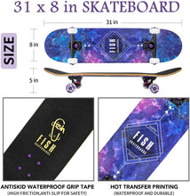 Load image into Gallery viewer, FISH SKATEBOARDS 8.0 Inch Complete Skateboard SKY PURPLE
