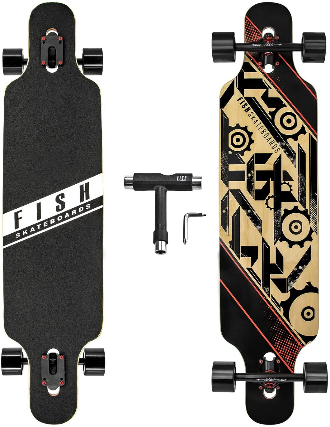 FISH 41 Inch Complete Longboard Black Night