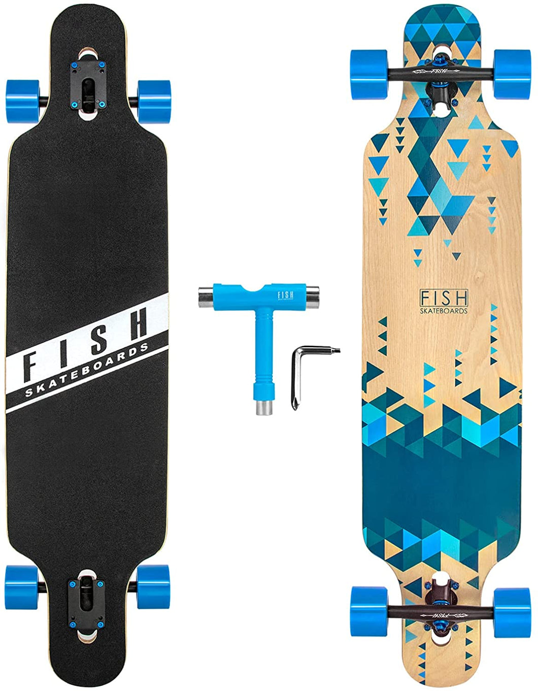 FISH 41 Inch Complete Longboard Blue Crystal