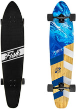 Load image into Gallery viewer, FISH 44 Inch Kick Tail Bamboo Longboard Cruiser - Blue
