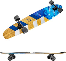 Load image into Gallery viewer, FISH 44 Inch Kick Tail Bamboo Longboard Cruiser - Blue
