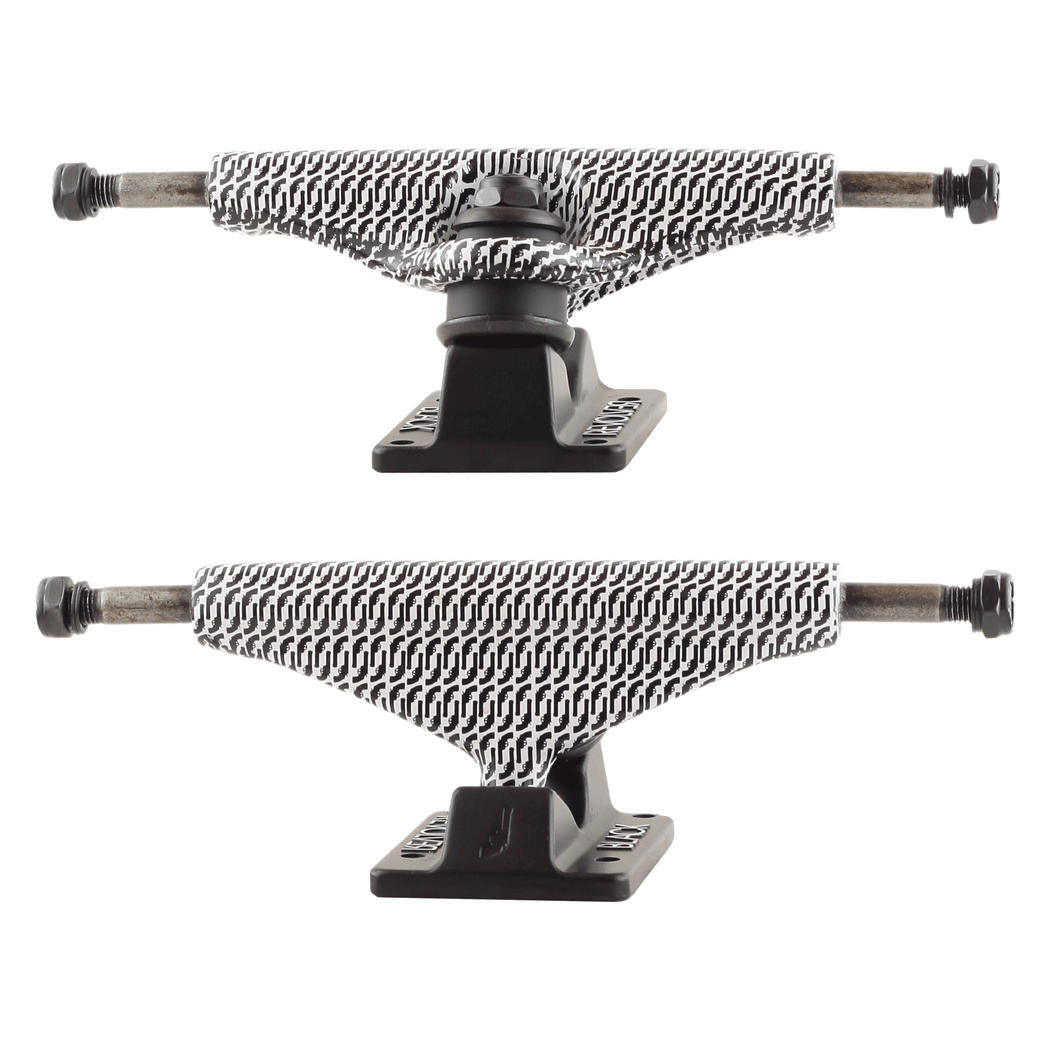 BLACK REVOLVER 5.35 Skateboard Trucks WHITE PATTERN (PAIR)