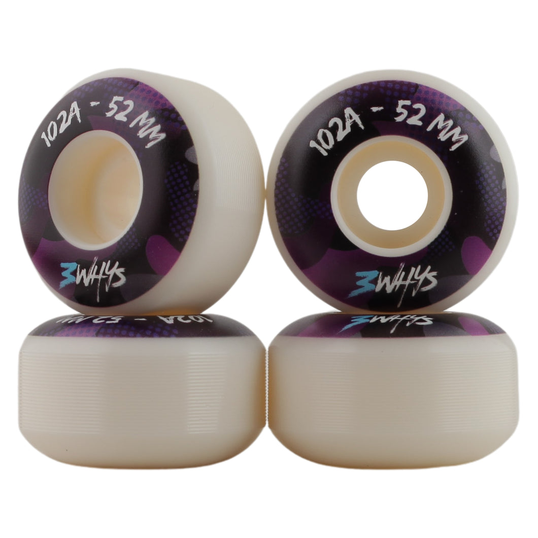 3whys 52mm SHR 102A Skateboard Wheels Blue Camou