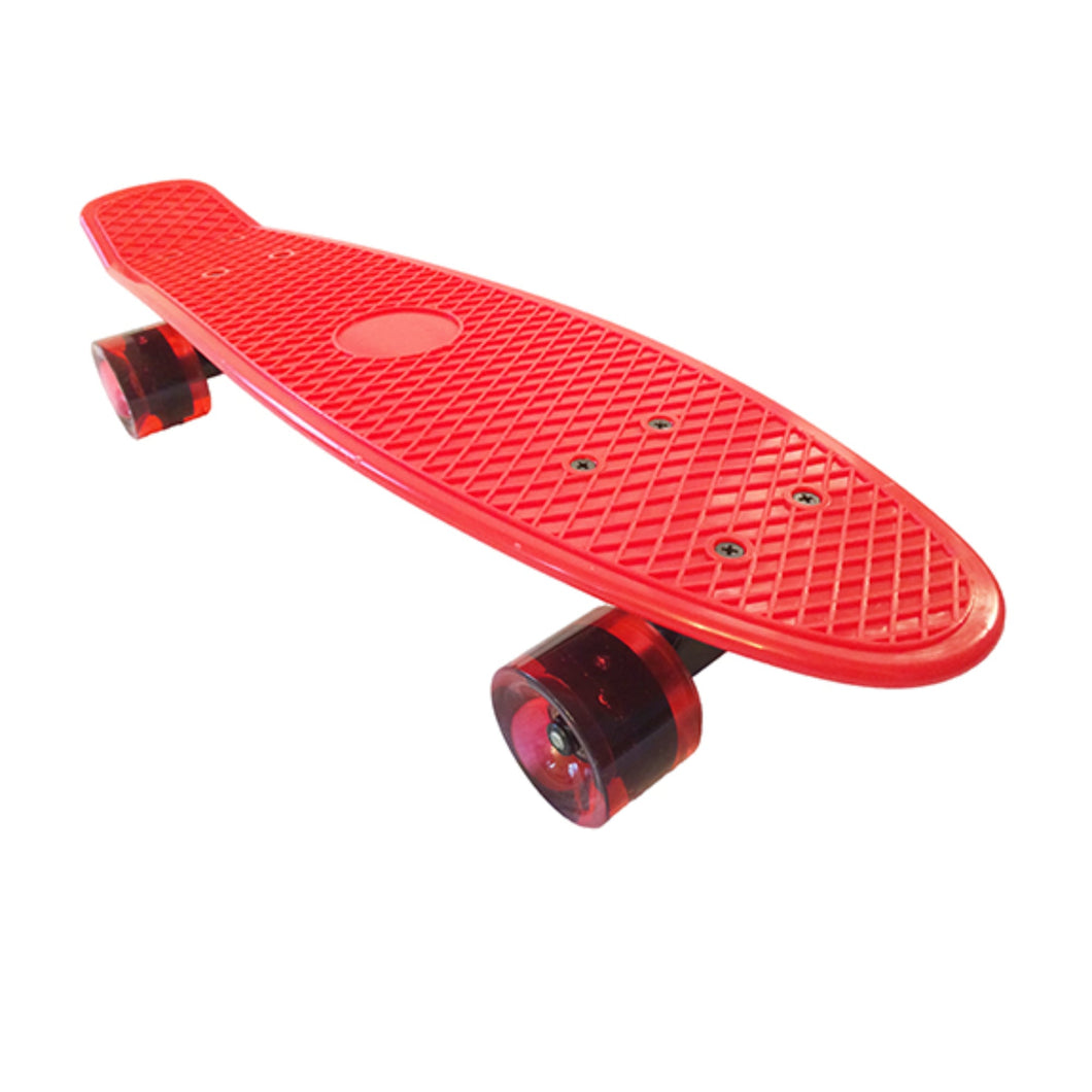 BLANK 22 Inches Light Red Deck Light Up Clear Wheels Mini Cruiser