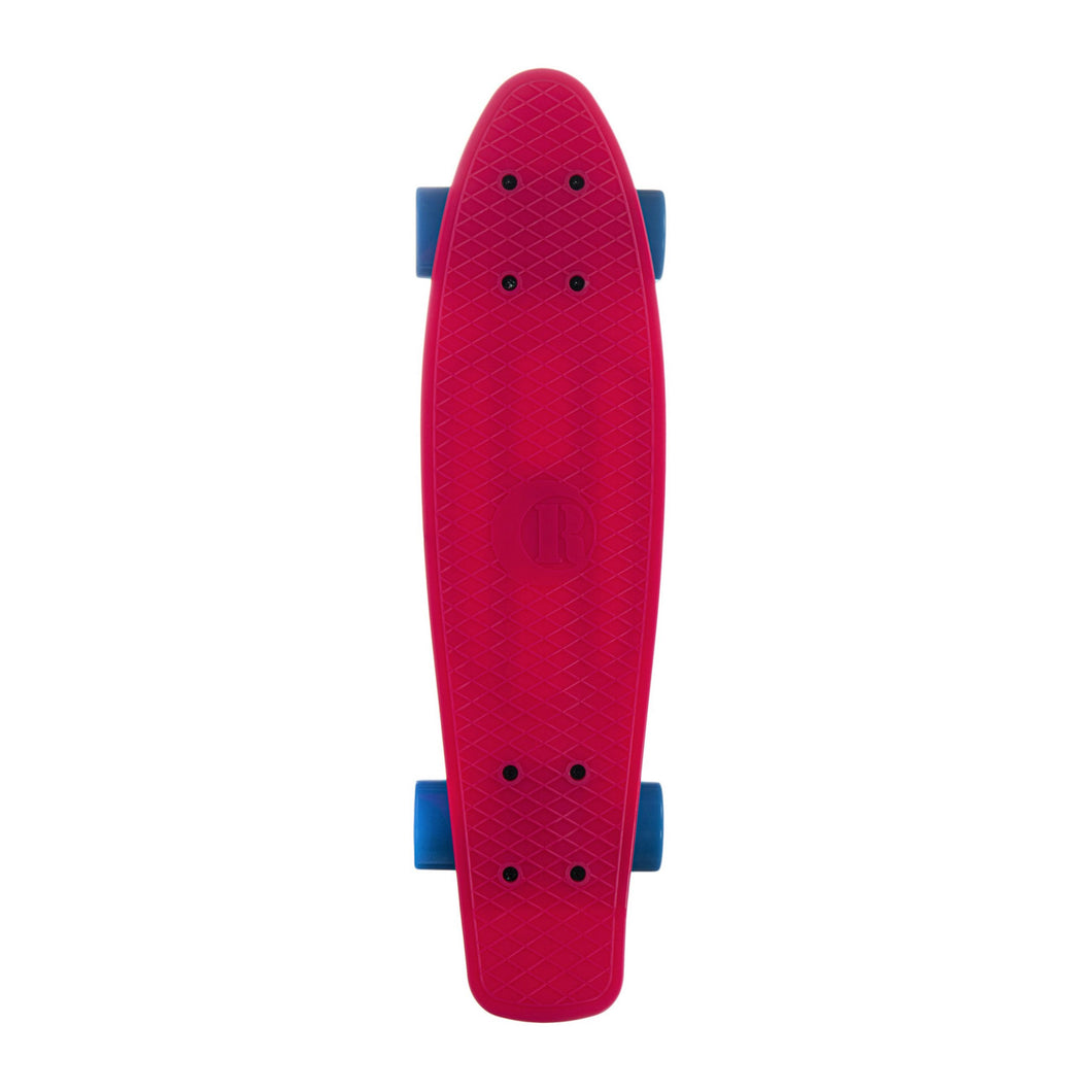 BLANK 22 Inches Red Deck with Blue Wheels Plastic Cruiser