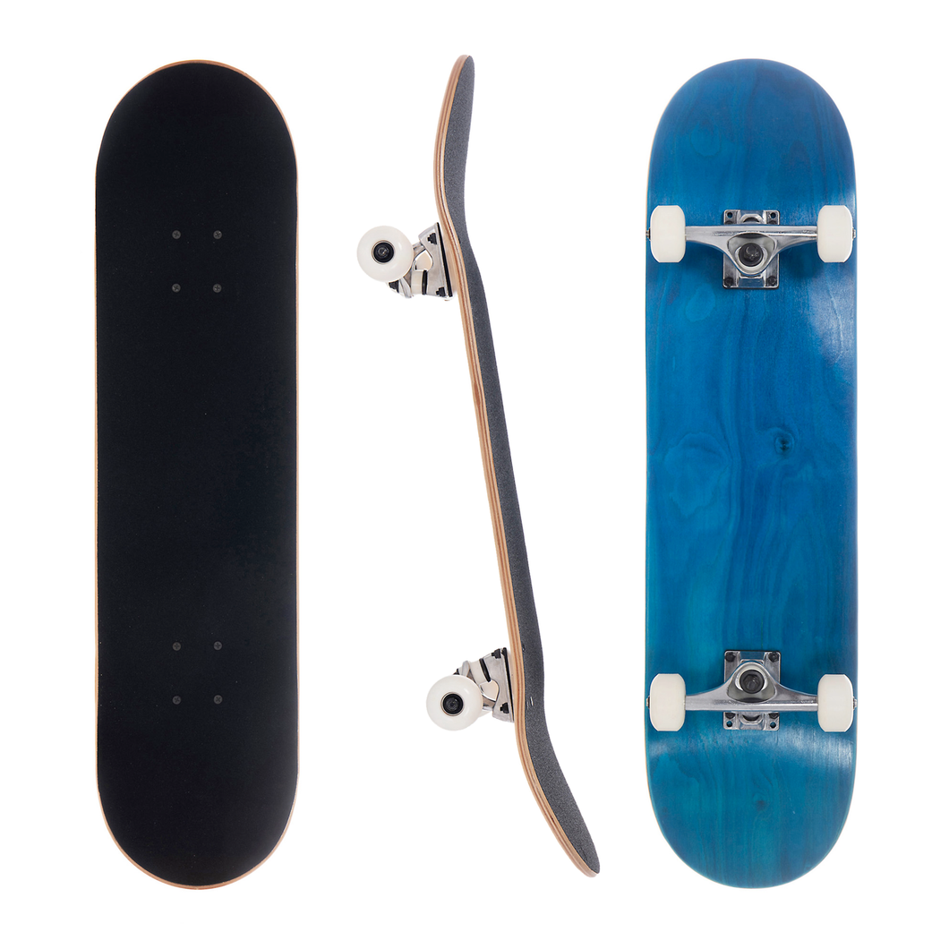 BLANK 8.0 Inch Complete Skateboard Stained Blue