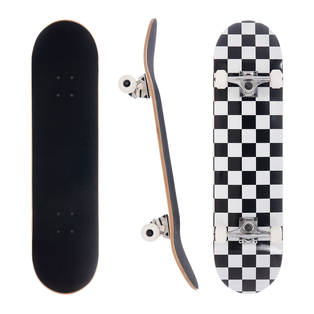 BLANK 8.0 Inch Complete Skateboard White Checker