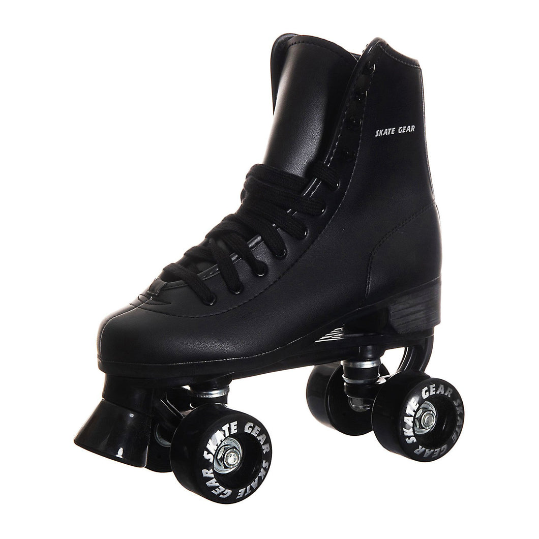 SKATE GEAR Indoor 95A Wheels Quad Roller Skate - SOFT BLACK