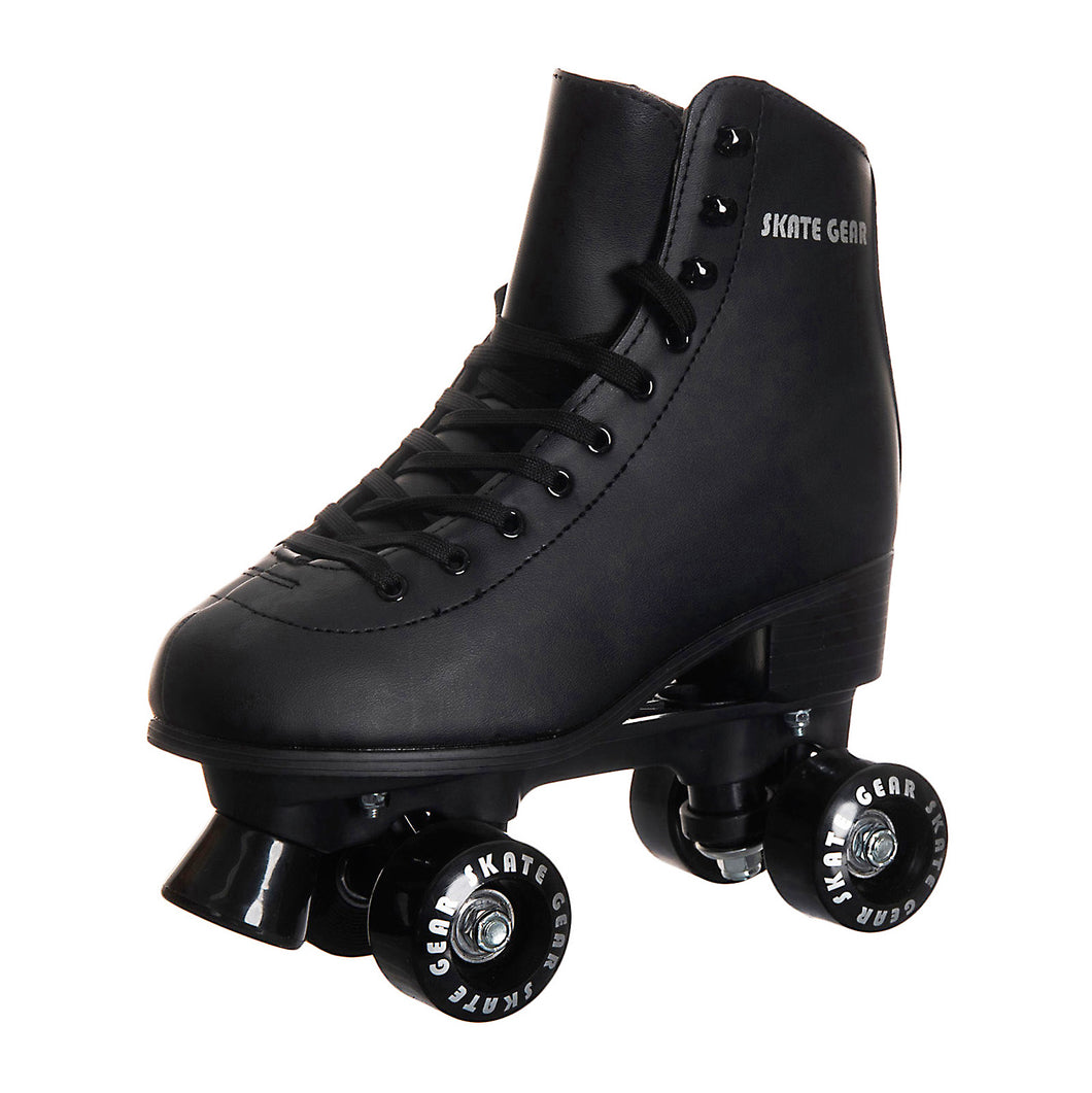 SKATE GEAR Indoor 95A Wheels Quad Roller Skate - Ebony Black