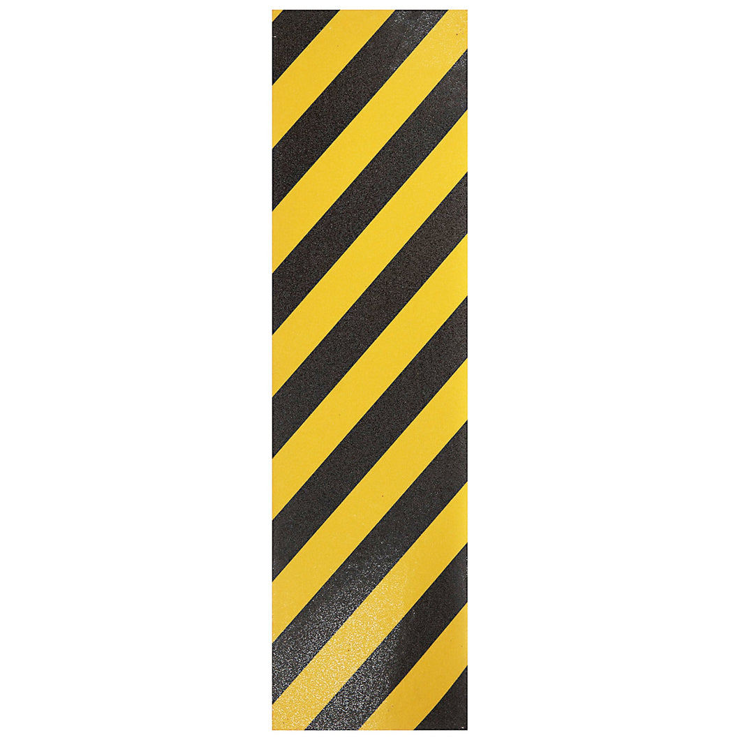 Blank 9 x 33 Inches Yellow Black CAUTION Stripes Skateboard Grip Tape